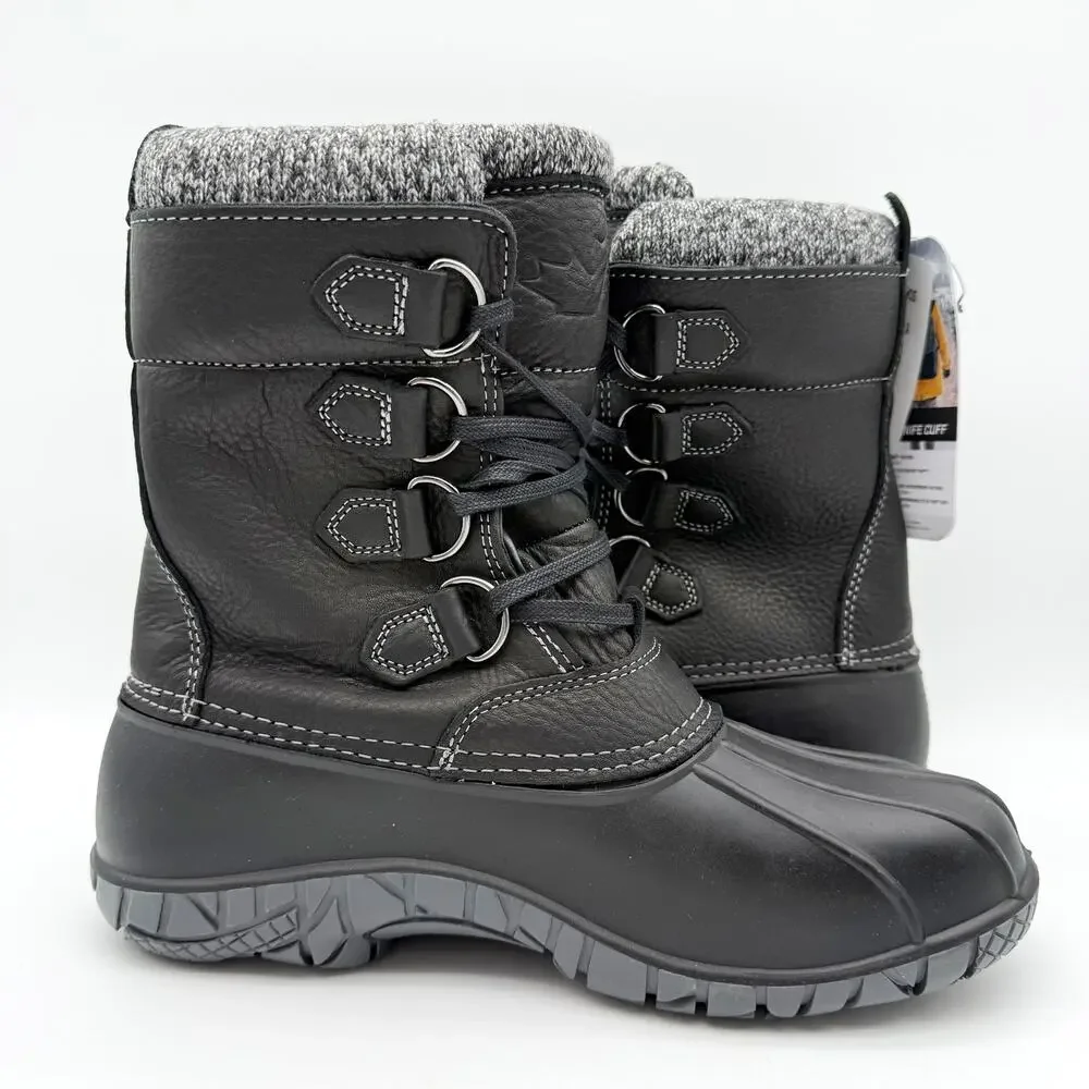 Baffin Women Yellowknife Snow Boots US 11 Black Leather Waterproof Insulated NIB